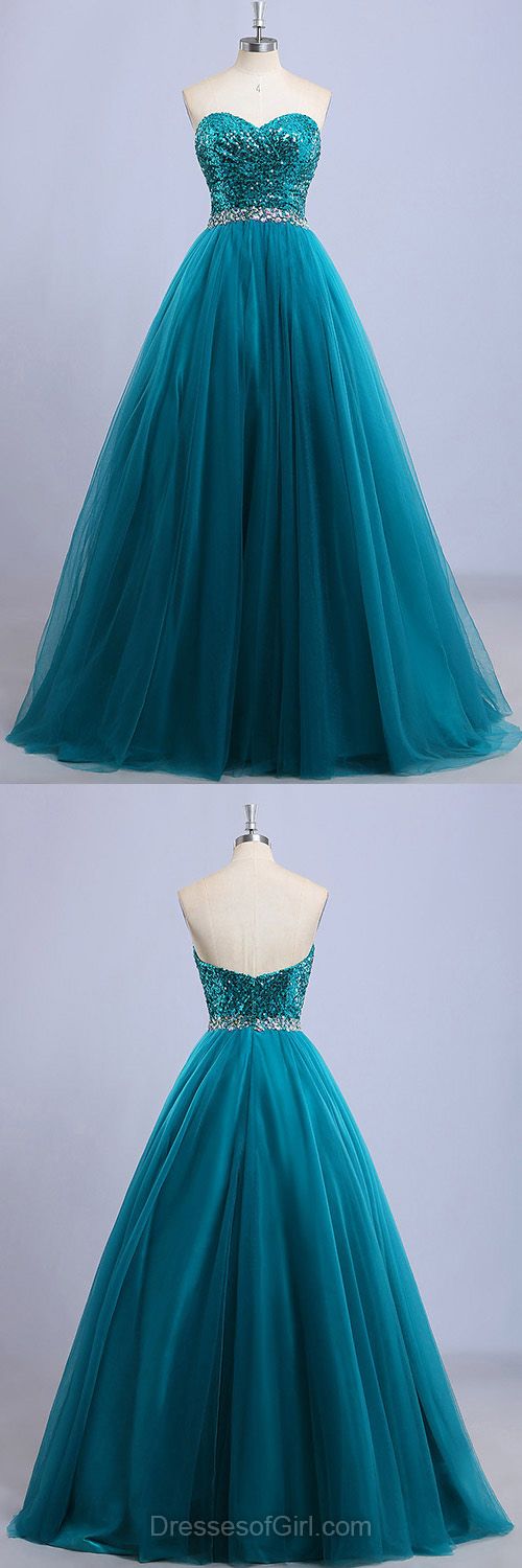 Tulle Prom Dresses, Sequined Prom Dress, Sweetheart Evening Dresses ...