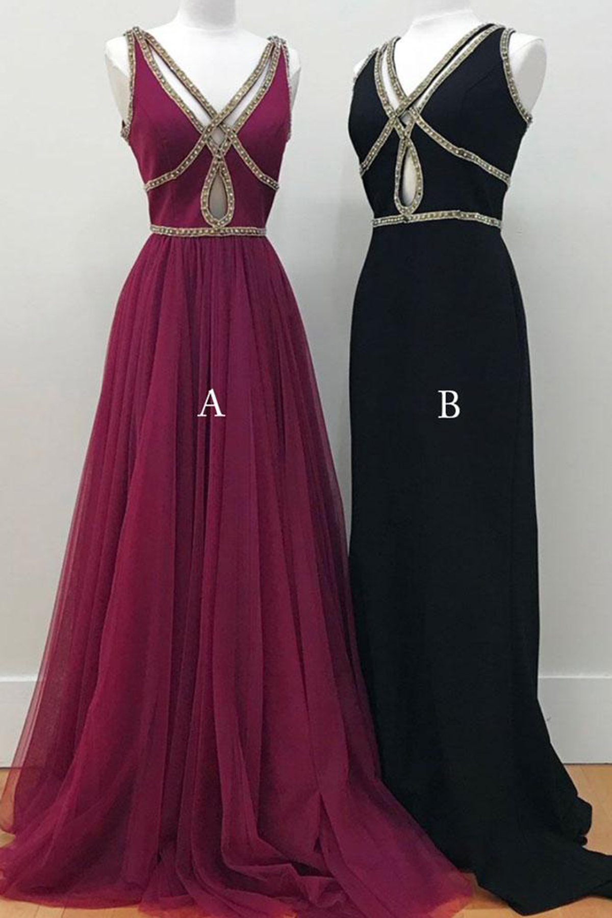 Prom Dresses, Fashion Prom Dresses,simple Hollow Out Long V Neck ...