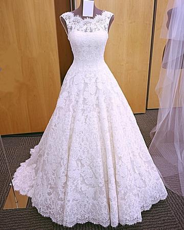 2018 Elegant A Line Lace Wedding Dress, Sleeveless Open Back Wedding ...