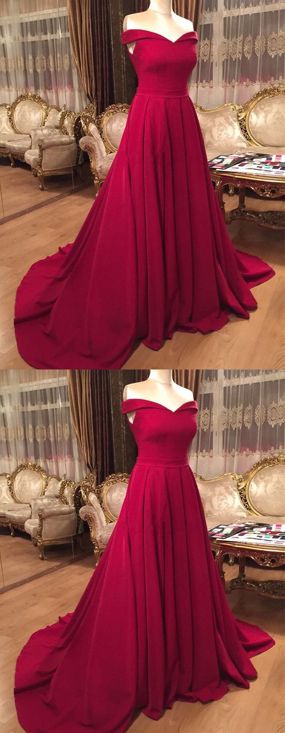 Sexy Long V-neck Off Shoulder Prom Dresses Court Train Evening Gowns ...