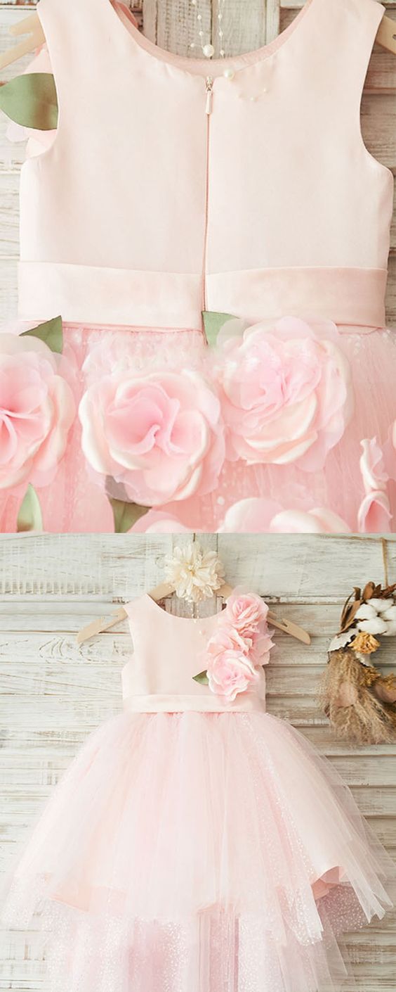 Pink Flower Girl Dresses,tulle Dresses For Little Girl, Pink Little