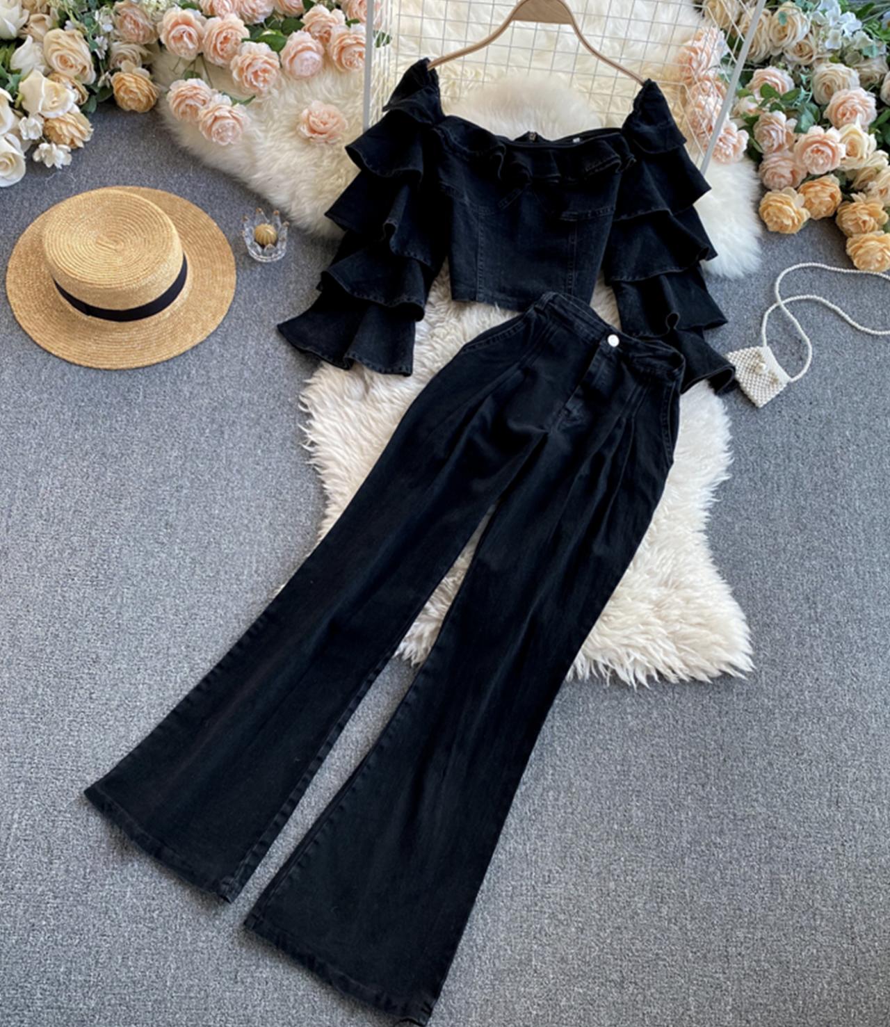 Stylish Denim Two-piece Suit on Luulla