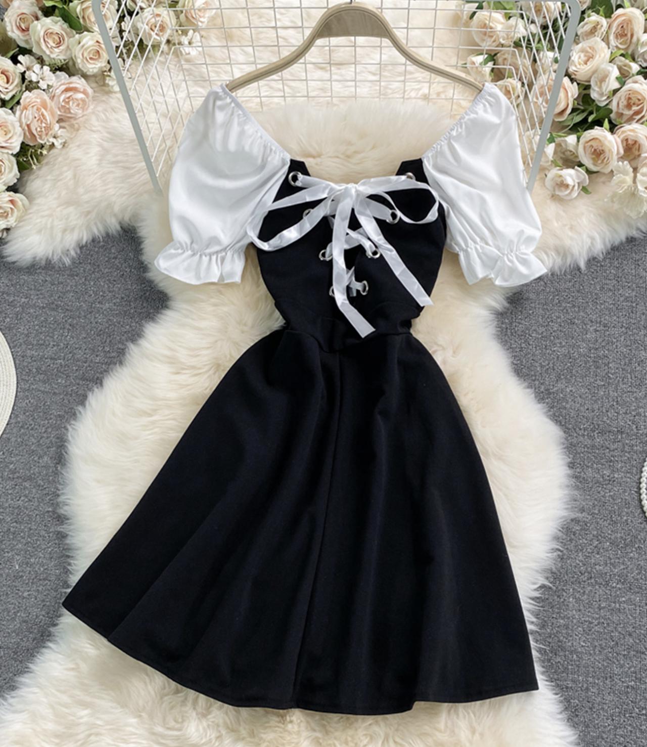 Cute Black And White Short Dress Fashion Dress on Luulla
