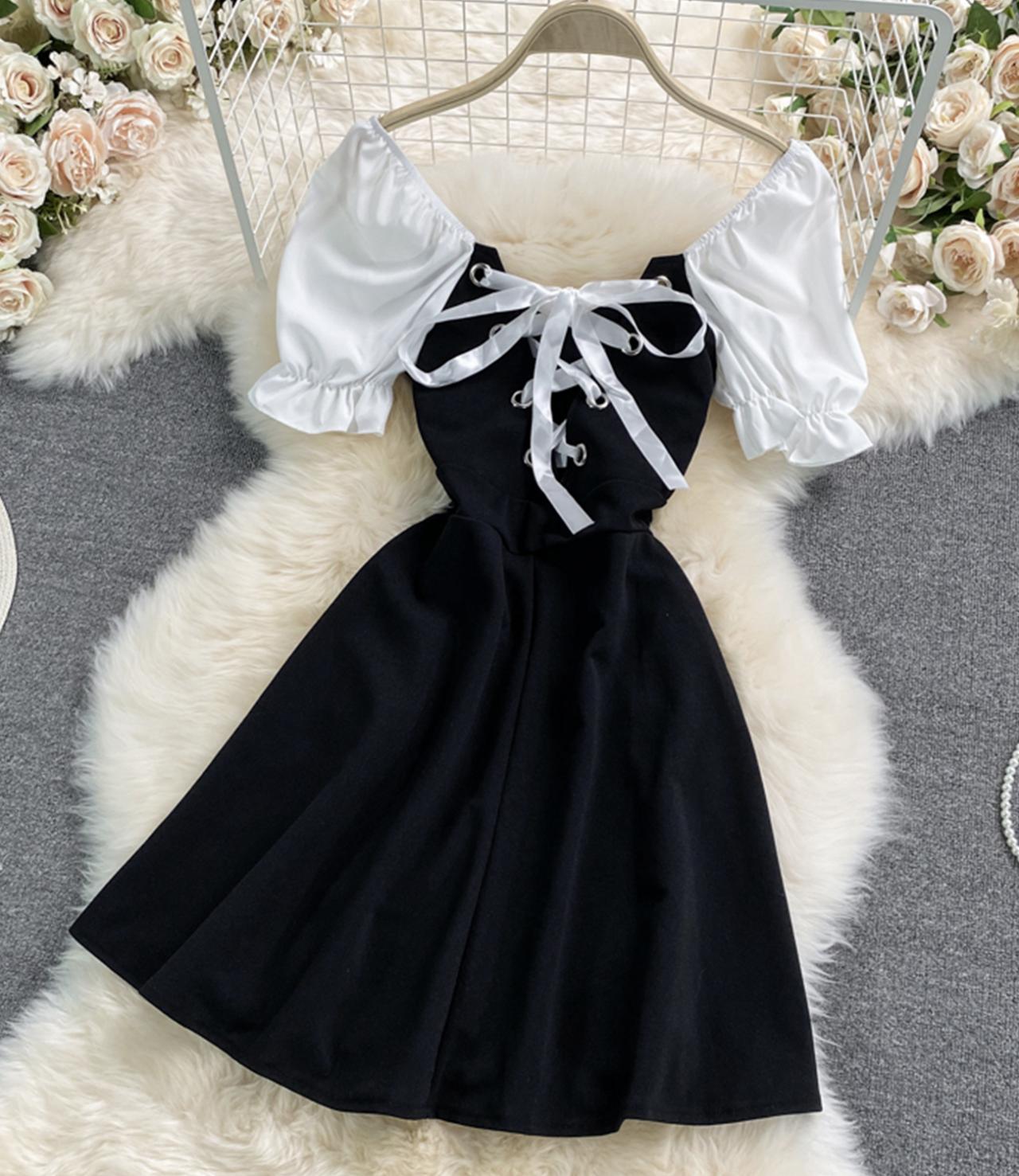 Cute Black And White Short Dress Fashion Dress on Luulla