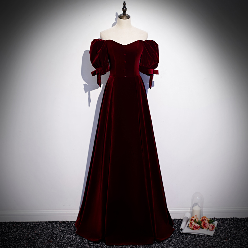 Burgundy Off The Shoulder Long Prom Dress Formal Dress on Luulla