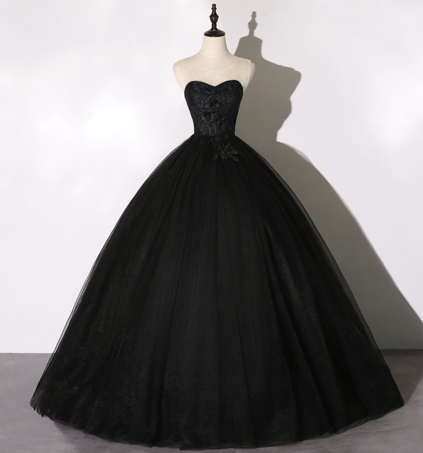 Black Lace Long Ball Gown Dress A Line Formal Dress on Luulla