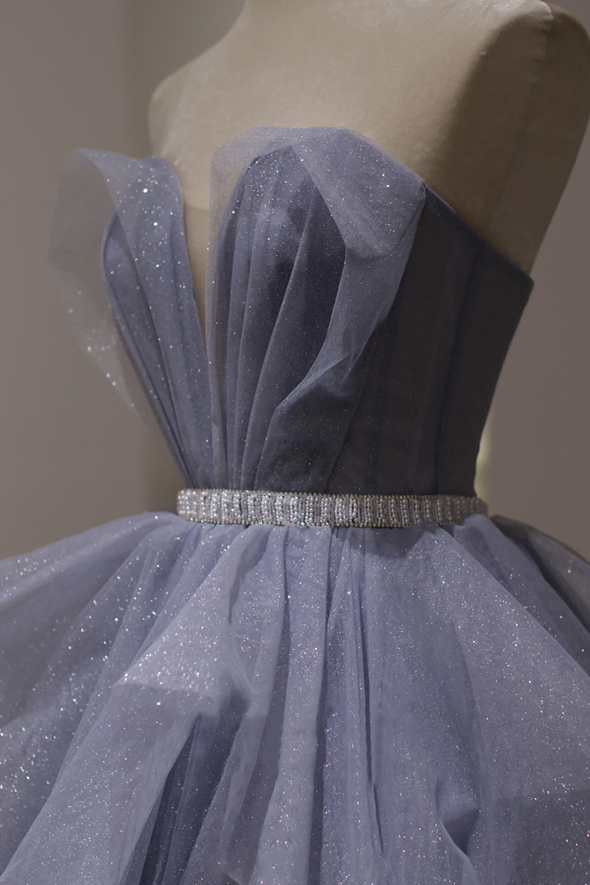 Dark Purple Tulle Style Evening Gown, Purple A-line Long Prom Dress Party Dress