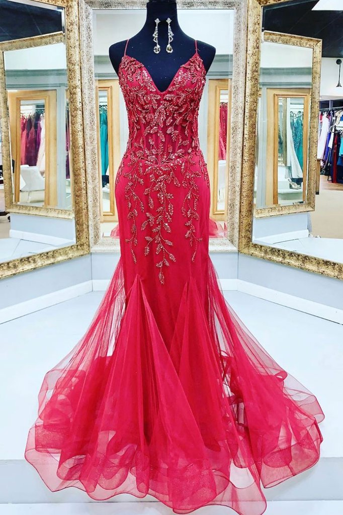 Ulissa| Red Mermaid Sweetheart Neck Sequins Long Prom Dresses main image 1