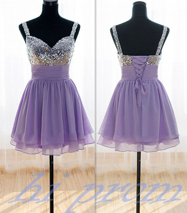 Lavender Homecoming Dress,Short Prom Gown,Chiffon Homecoming Gowns,A ...