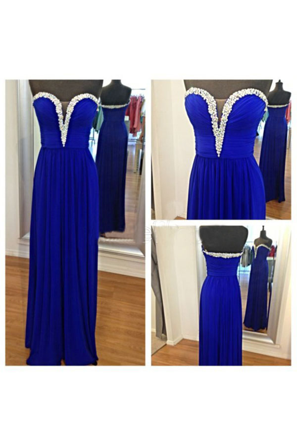 Royal Blue Prom Dresses,royal Blue Prom Dress,silver Beaded Formal Gown,beadings Prom Dresses