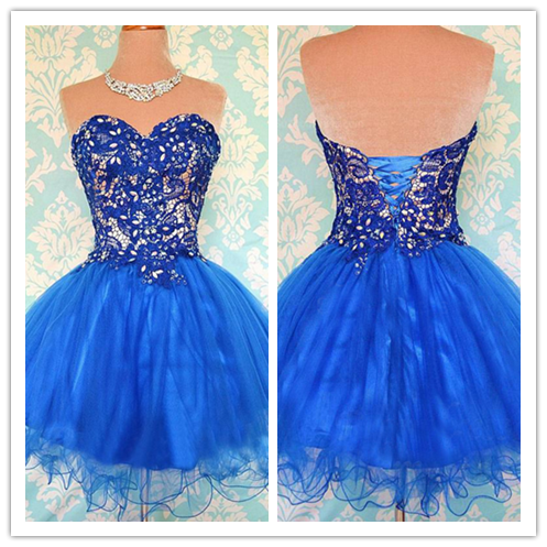 Tulle Homecoming Dress,Lace Homecoming Dress,Royal Blue Homecoming ...