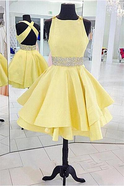 Yellow Party Dress Homecoming Dress Cute Homecoming Dress c2631