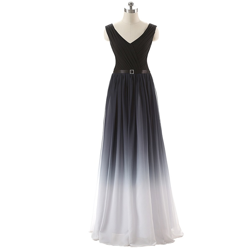 Gradient Prom Dressombre Evening Dressprom Dressesblack Prom Gownschiffon Formal Gownsteens 0084