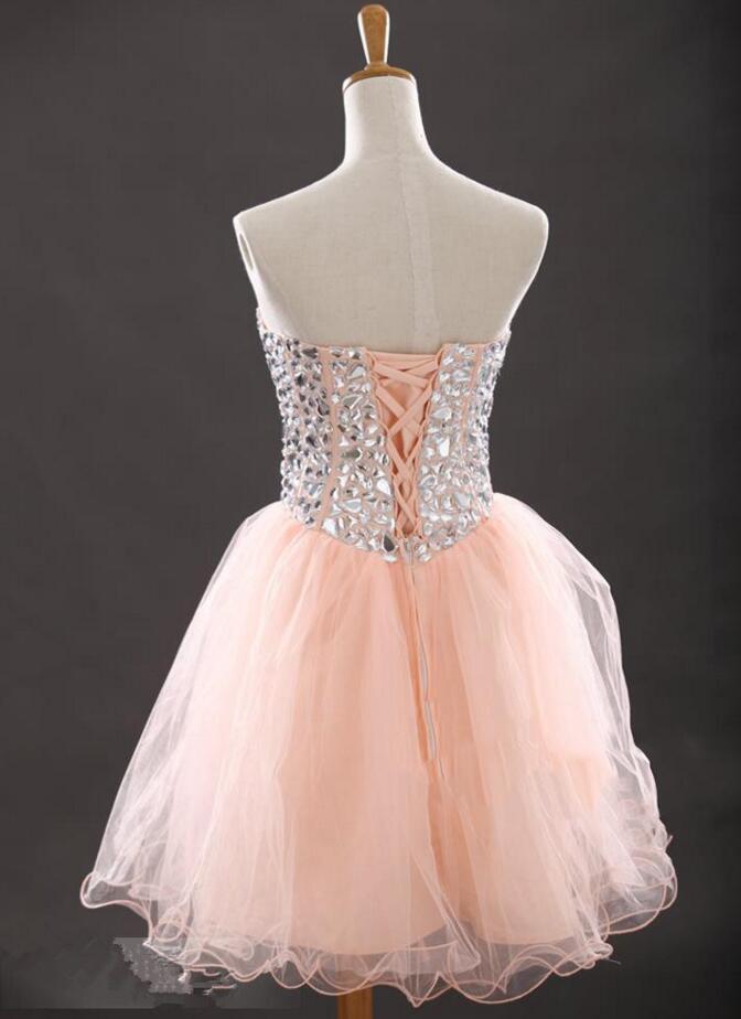 Blush Pink Homecoming Dress,Short Prom Dresses,Tulle Homecoming Gowns ...