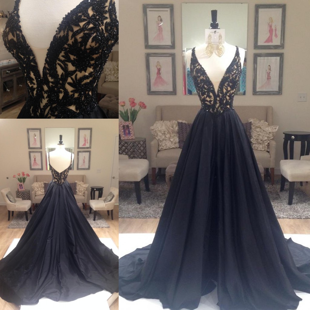 Black Prom Dresses,Sparkle Evening Dress,Beaded Prom Dresses,Black Prom ...