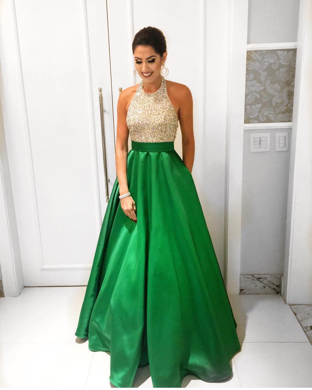 Green and Gold Prom Dresses